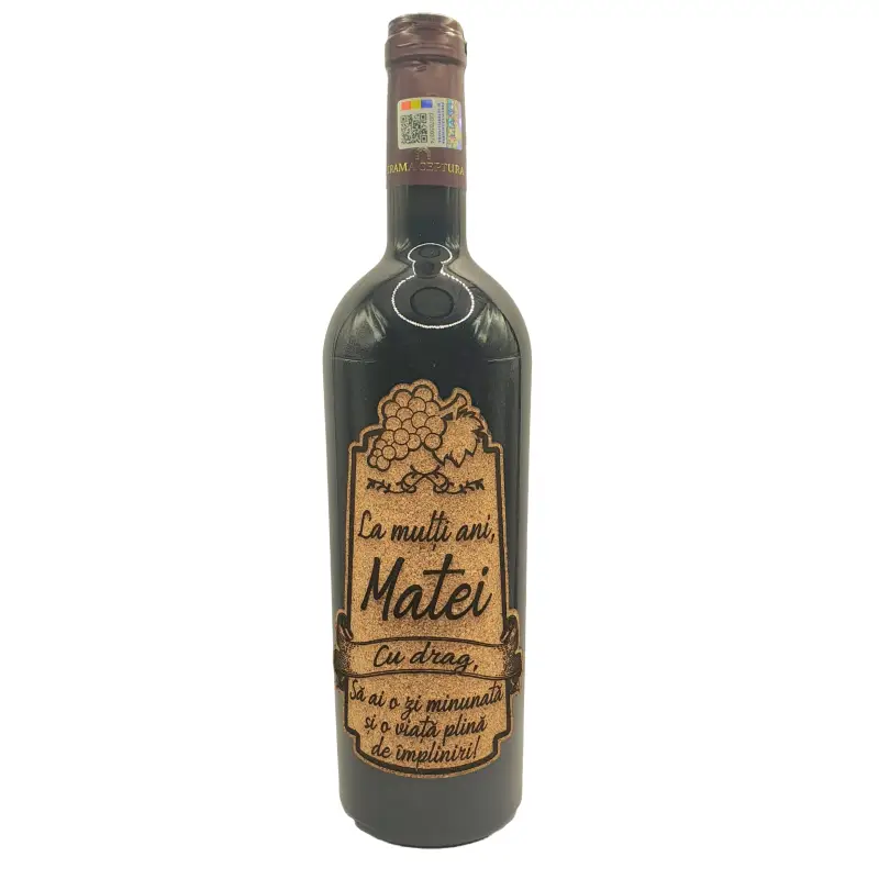 La multi ani matei, editie limitata, vin rosu cabernet sauvignon, demisec, 750ml, 13.5% alcool